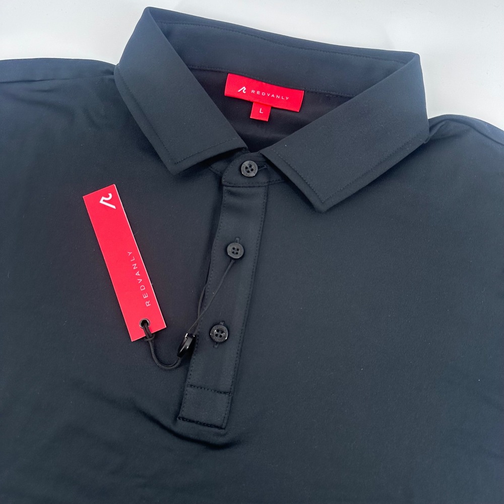 Redvanly Riley Polo Mens Large Tuxedo Black White R2402 Performance Golf Shirt